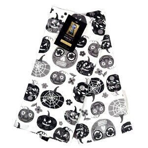Curious Jack-O-Lantern Kitchen Towels 2pc Sparkle Pumpkins Black White 18x28-in